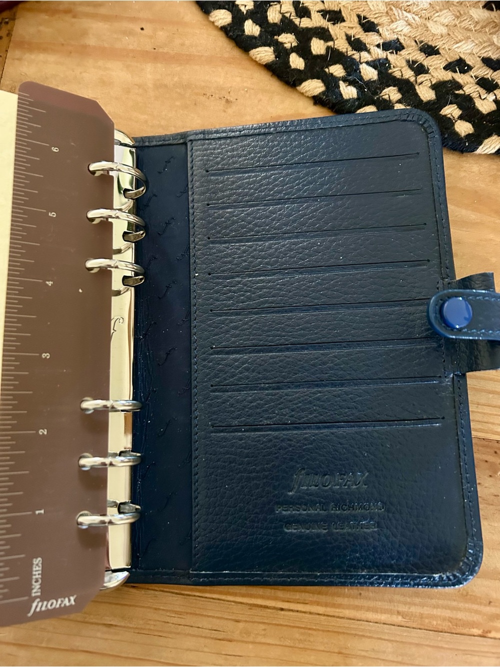 filoFAX Blue Leather Folio Case with Snap Tab - Picture 5 of 5